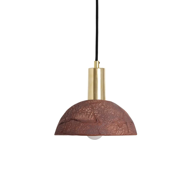 Kauri Organic Ceramic Dome Pendant Light 20cm Red Iron Euroselle