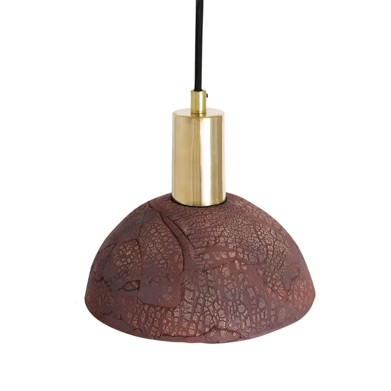 Kauri Organic Ceramic Dome Pendant Light 20cm Red Iron Euroselle