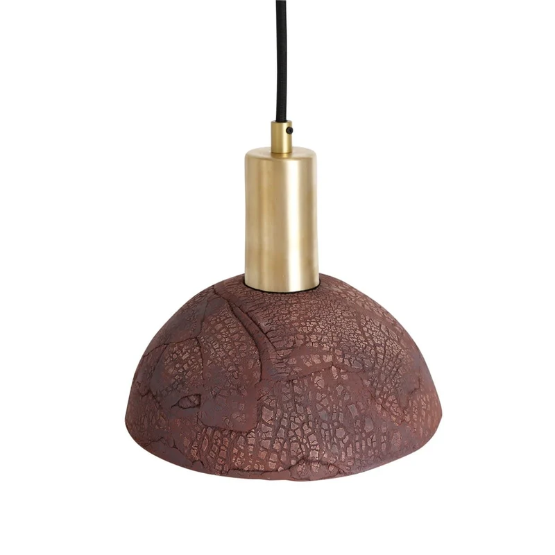 Kauri Organic Ceramic Dome Pendant Light 20cm Red Iron Euroselle