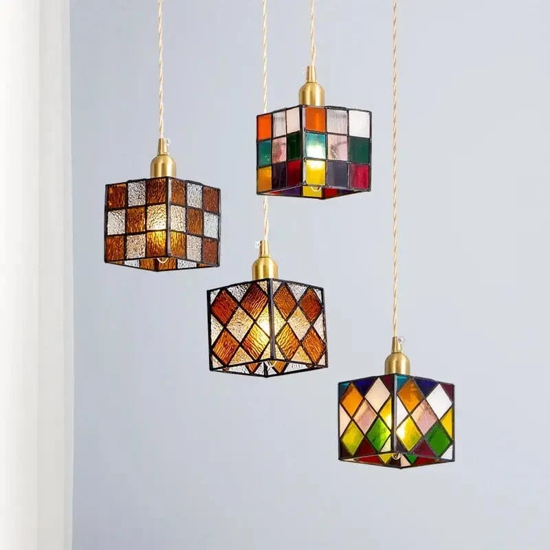 Rubik Cube Glass Pendant Light With Retro Charm Euroselle