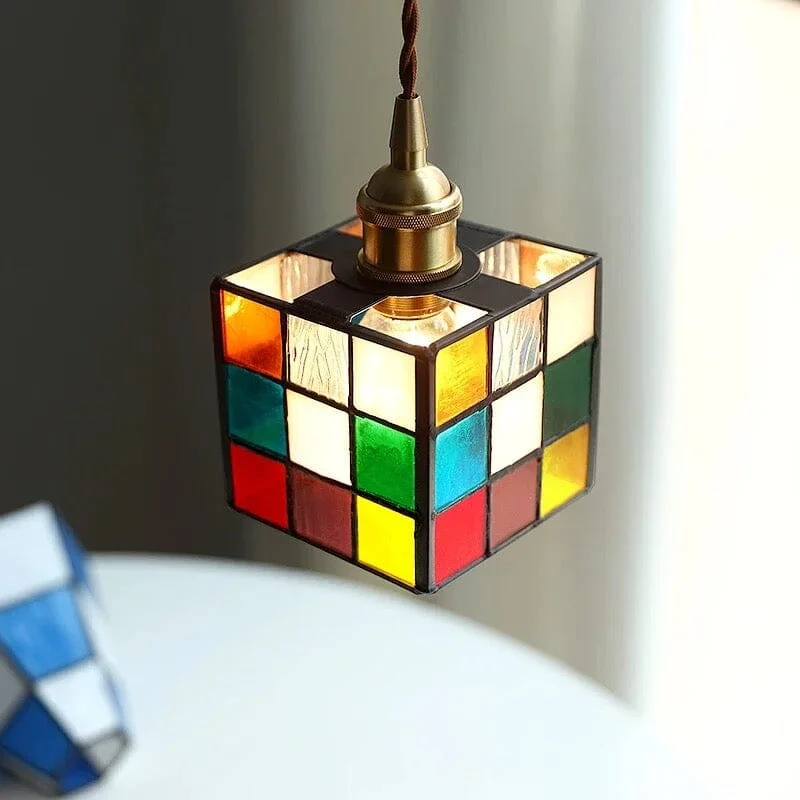 Rubik Cube Glass Pendant Light With Retro Charm Euroselle