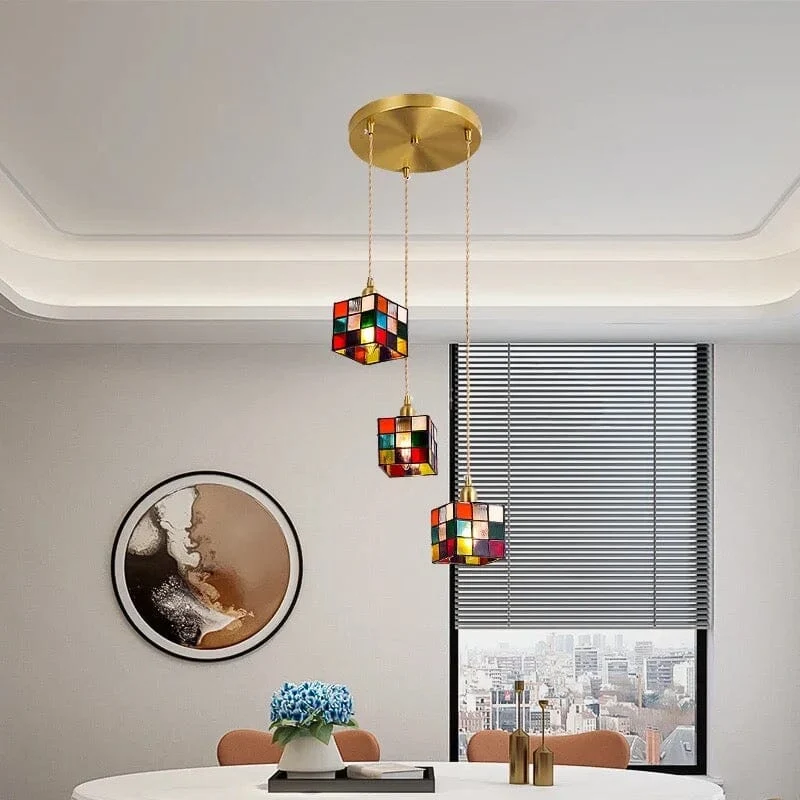 Rubik Cube Glass Pendant Light With Retro Charm Euroselle