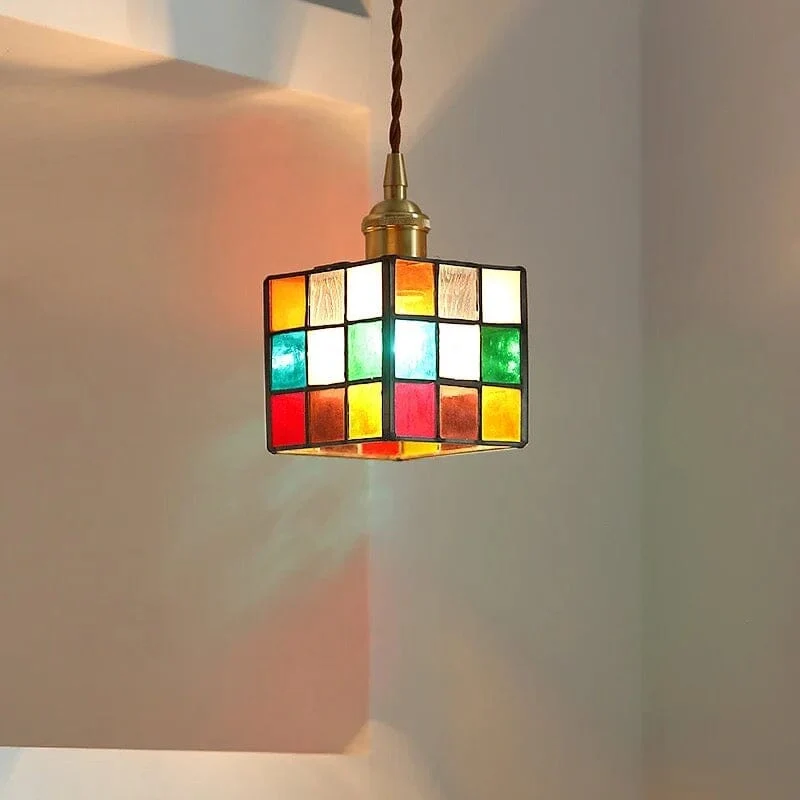 Rubik Cube Glass Pendant Light With Retro Charm Euroselle