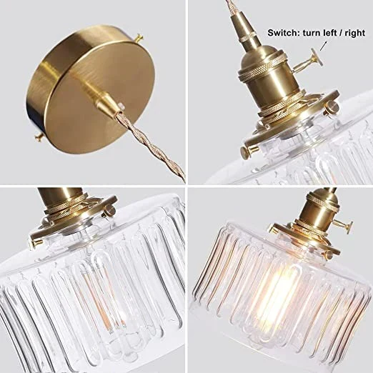 Euroselle Stunning Cylinder Glass Pendant Light Fixture