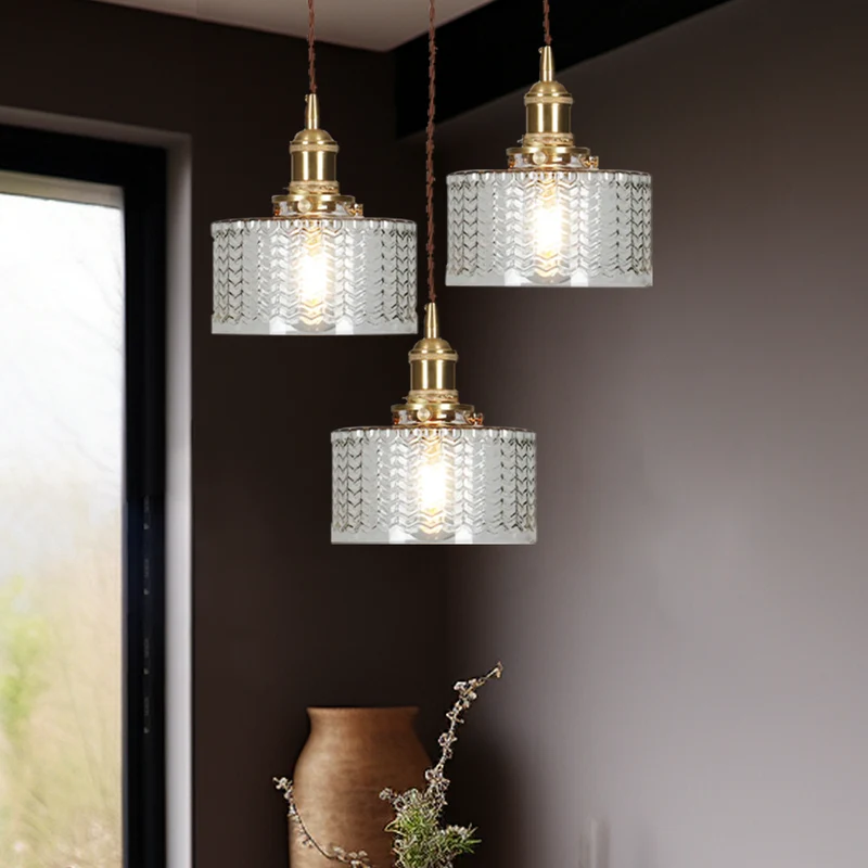 Euroselle Stunning Cylinder Glass Pendant Light Fixture
