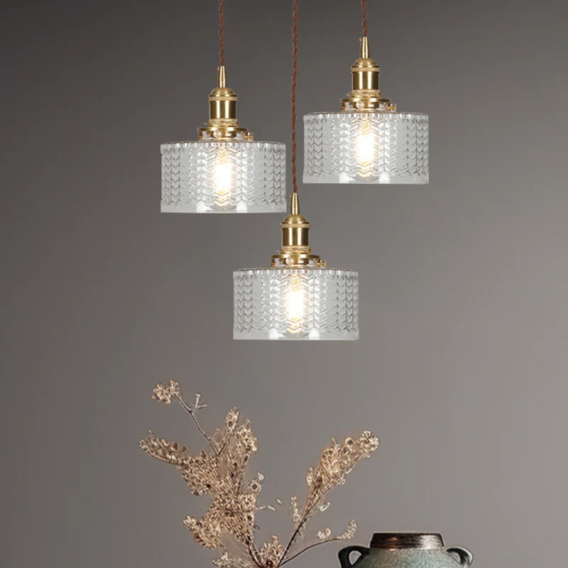 Euroselle Stunning Cylinder Glass Pendant Light Fixture
