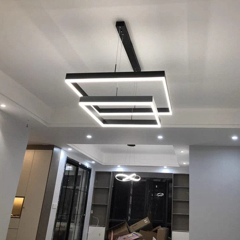 Euroselle Modern Square Pendant Chandelier With Geometric Design
