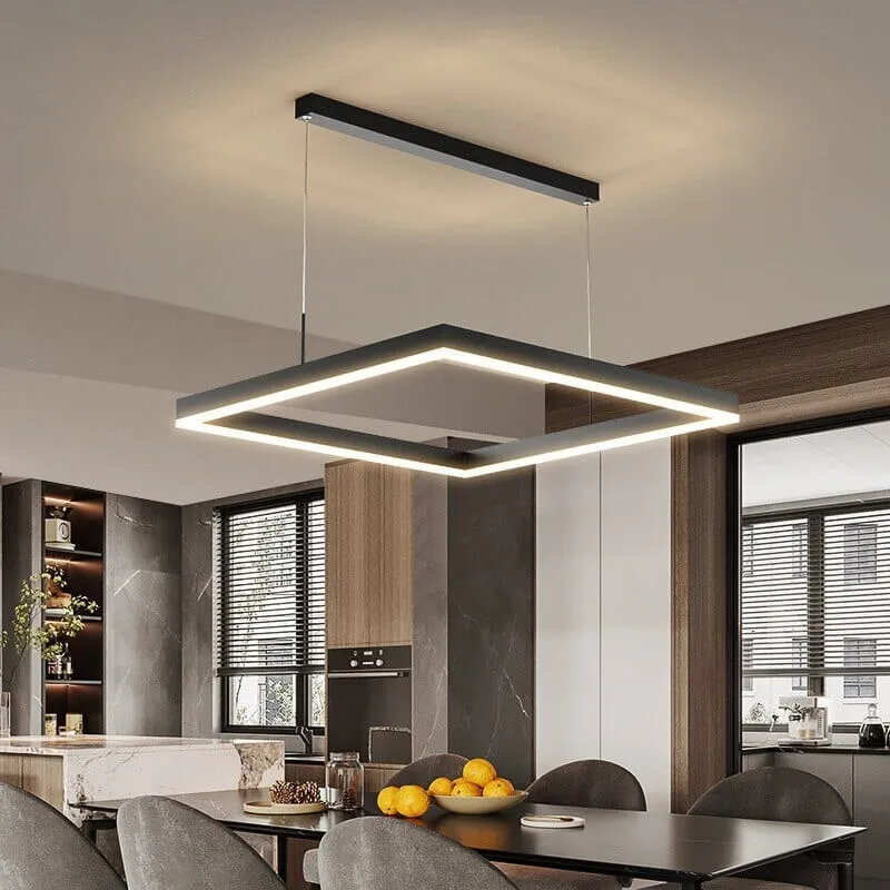 Euroselle Modern Square Pendant Chandelier With Geometric Design