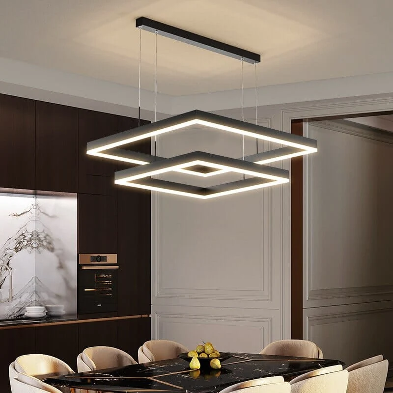 Euroselle Modern Square Pendant Chandelier With Geometric Design