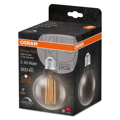 OSRAM Vintage 1906 LED-Lampe, Smoke-Tönung, 11W, 500lm , Warmweiß , E27