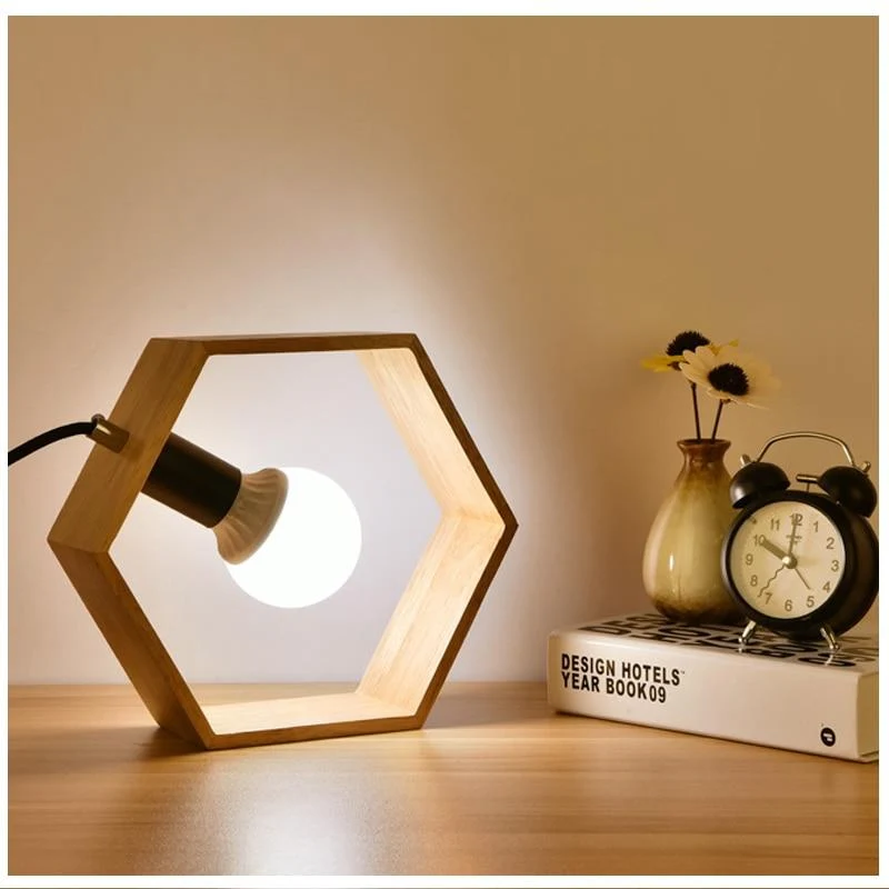 Euroselle Wooden Square Desk Lamp With Traditional Design