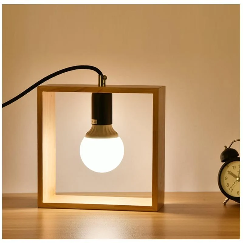 Euroselle Wooden Square Desk Lamp With Traditional Design
