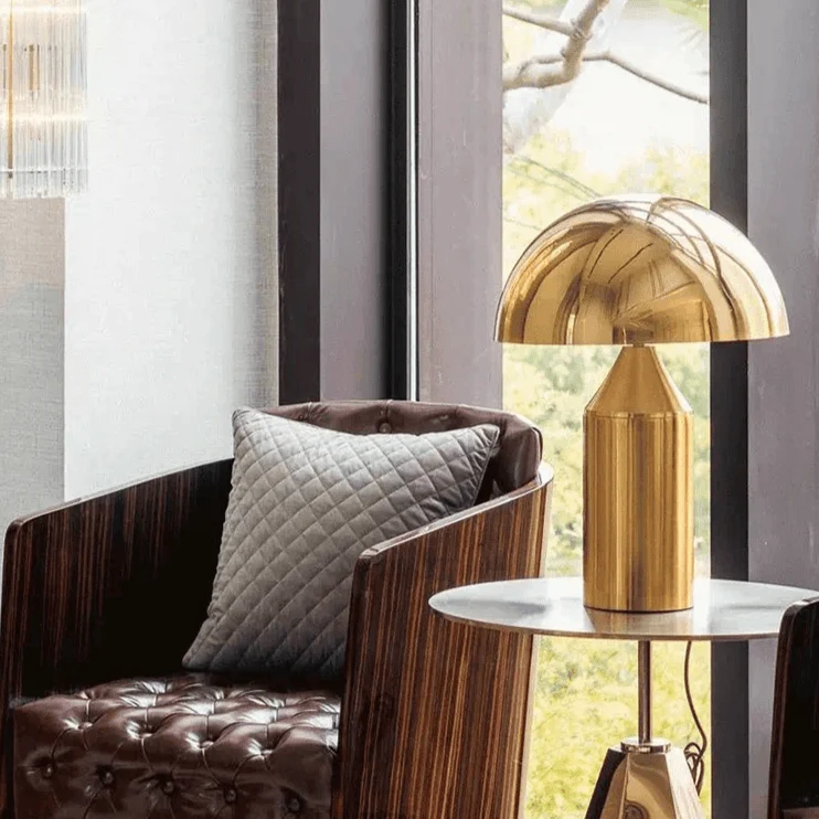 Euroselle Nordic Mushroom Table Lamp With Gold Finish