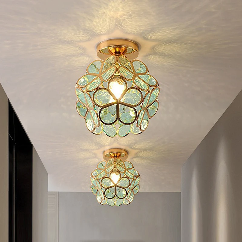 Euroselle Flowers Style Glass Hallway Ceiling Lamp Design