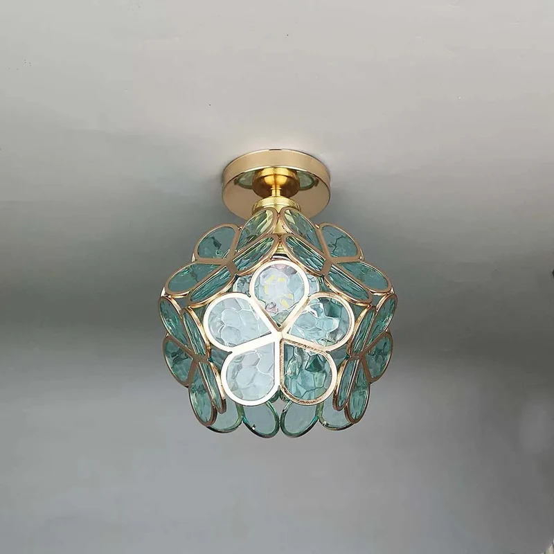 Euroselle Flowers Style Glass Hallway Ceiling Lamp Design