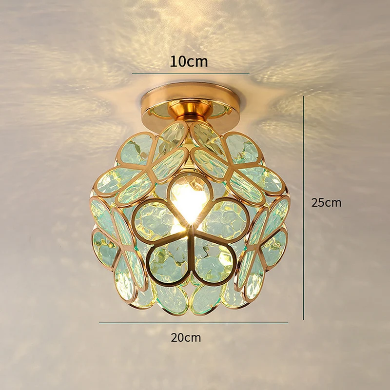Euroselle Flowers Style Glass Hallway Ceiling Lamp Design
