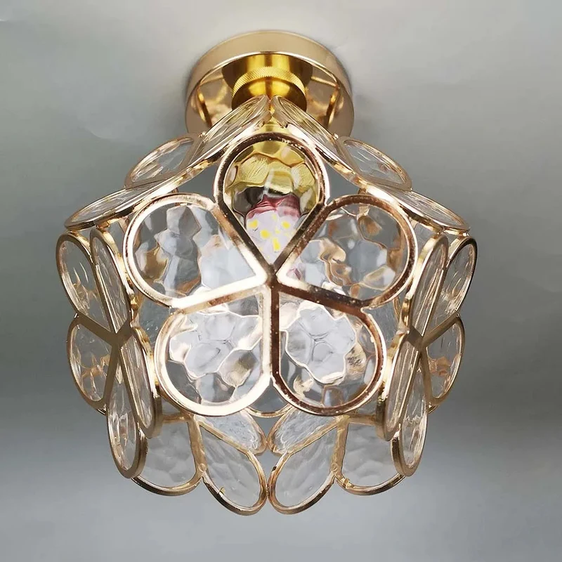 Euroselle Flowers Style Glass Hallway Ceiling Lamp Design