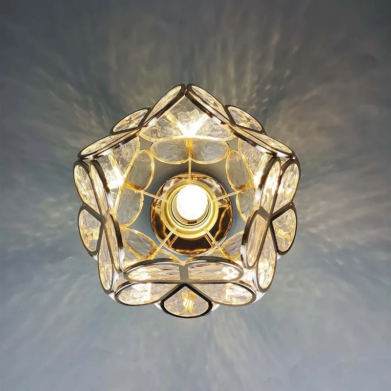 Euroselle Flowers Style Glass Hallway Ceiling Lamp Design