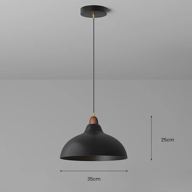 Euroselle Scandinavian Pendant Lamp With Wood And Painted Metal Fusion, Black Or White, 110V-120V