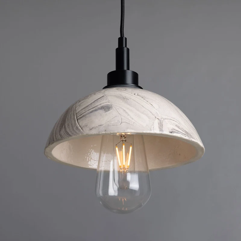 Kingii Marble Ceramic Dome Bathroom Pendant Light 20cm IP44