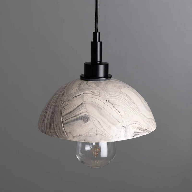 Kingii Marble Ceramic Dome Bathroom Pendant Light 20cm IP44