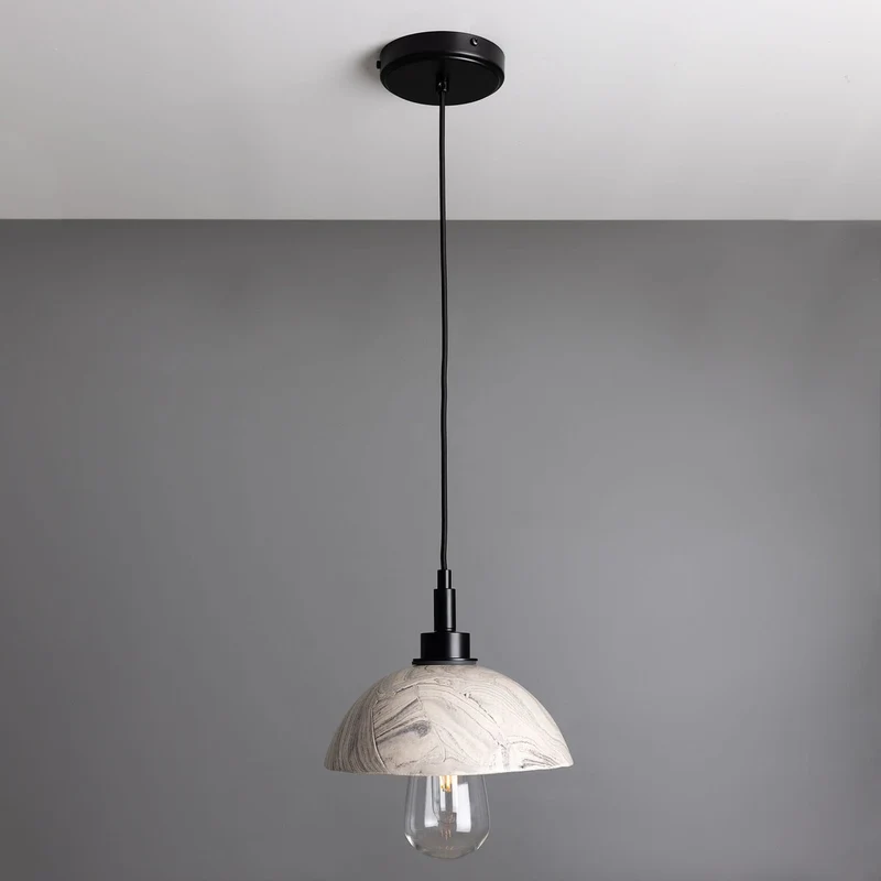 Kingii Marble Ceramic Dome Bathroom Pendant Light 20cm IP44