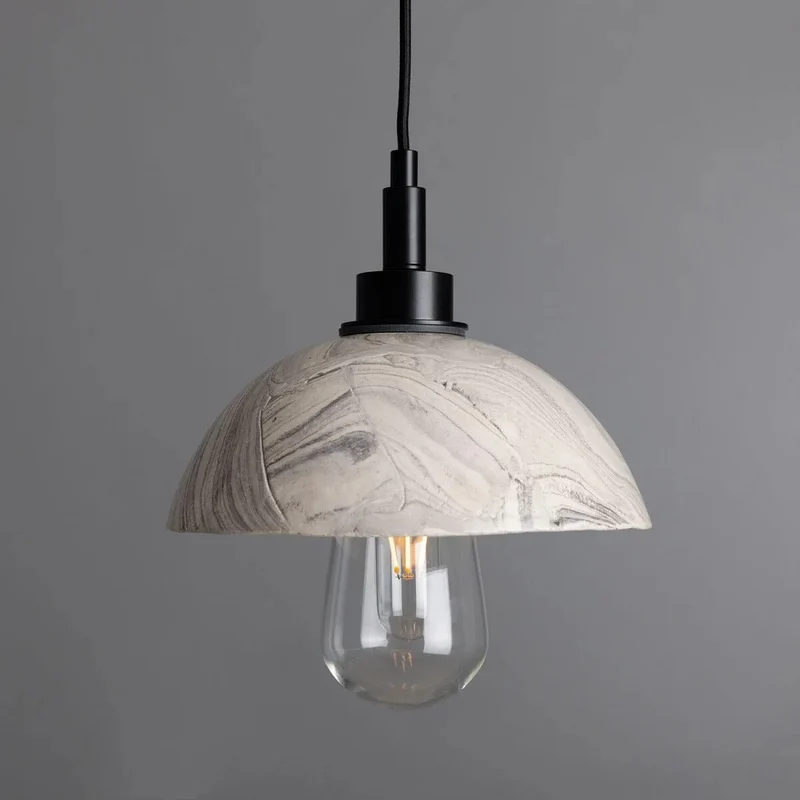 Kingii Marble Ceramic Dome Bathroom Pendant Light 20cm IP44