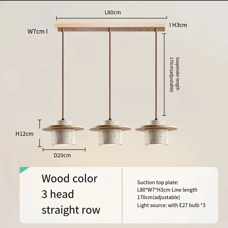 Kunglao Pendant Light By Euroselle — Textured Stone Finish With Wood Details And Black Metal Accents
