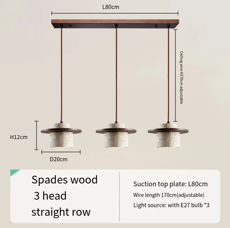 Kunglao Pendant Light By Euroselle — Textured Stone Finish With Wood Details And Black Metal Accents