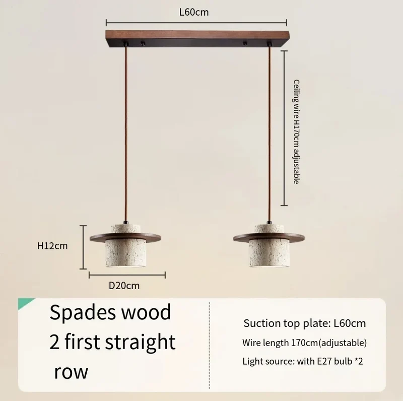 Kunglao Pendant Light By Euroselle — Textured Stone Finish With Wood Details And Black Metal Accents