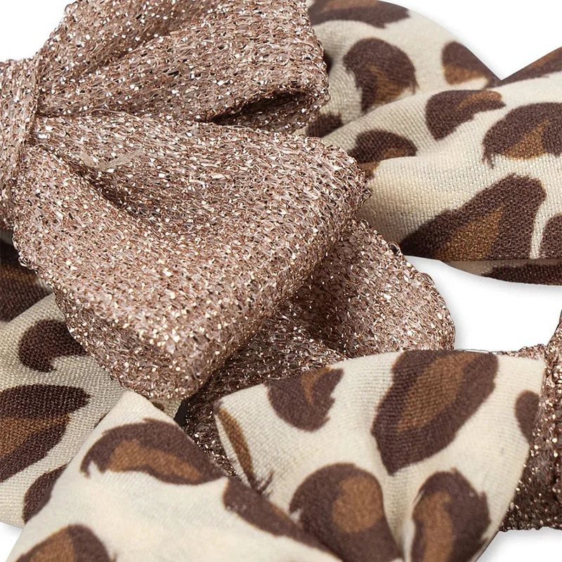 4er-Pack Haarspangen mit Schleife in Leo/Rosa