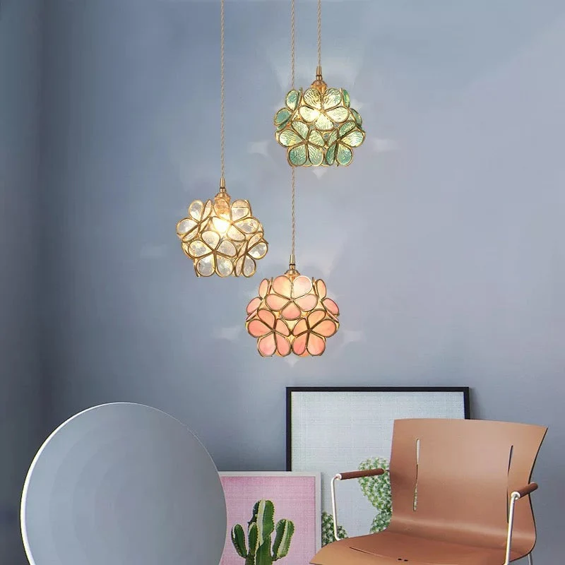 Vrimlo Nordic Flower Glass Pendant Light By Euroselle