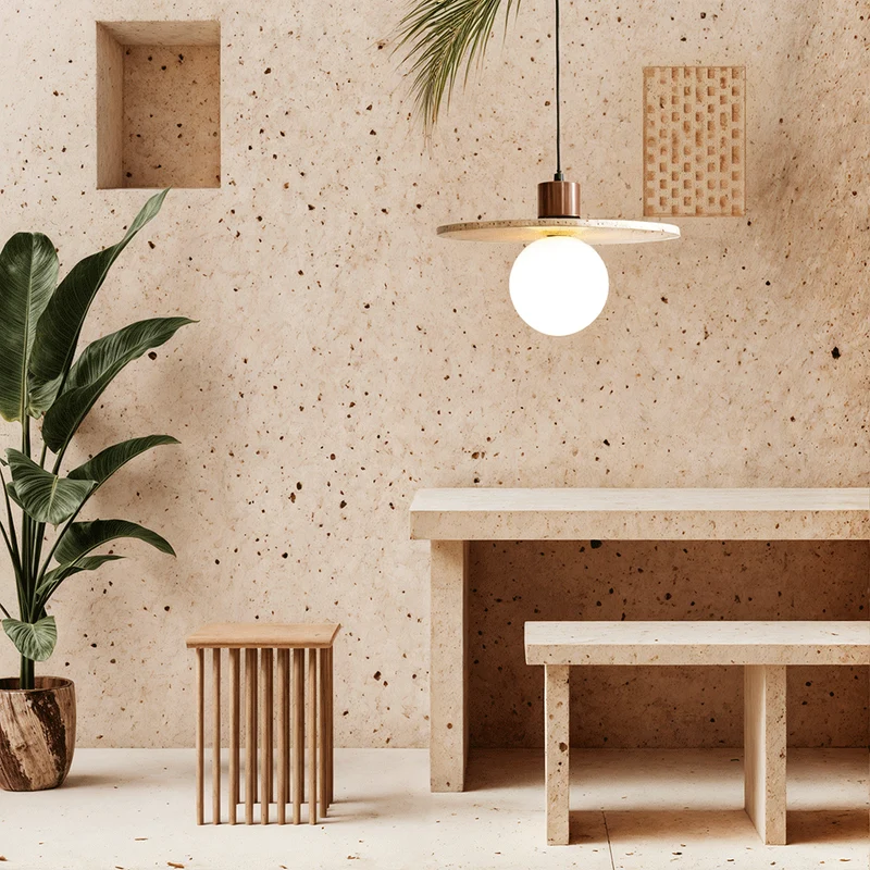 Euroselle Travertine Wabi Pendant Lights For Modern Decor