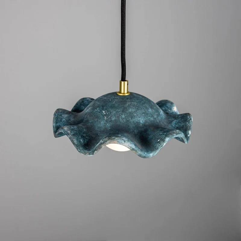 Rivale Pendant Light With Wavy Blue Earth Ceramic Shade Euroselle