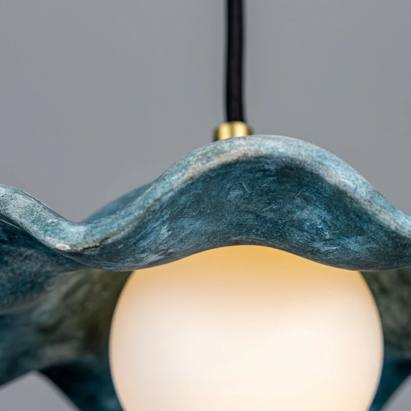 Rivale Pendant Light With Wavy Blue Earth Ceramic Shade Euroselle