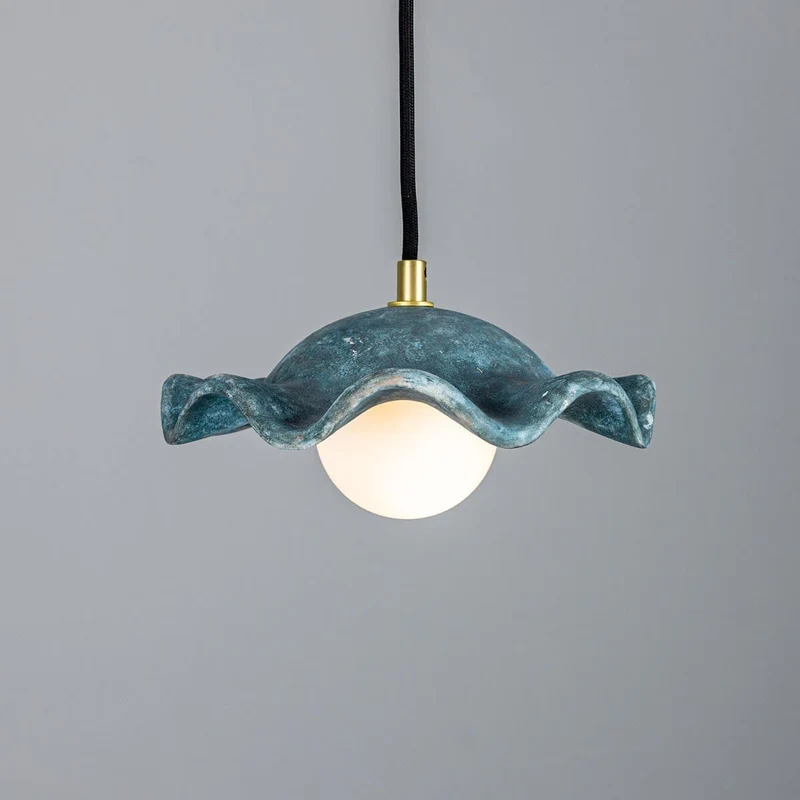 Rivale Pendant Light With Wavy Blue Earth Ceramic Shade Euroselle