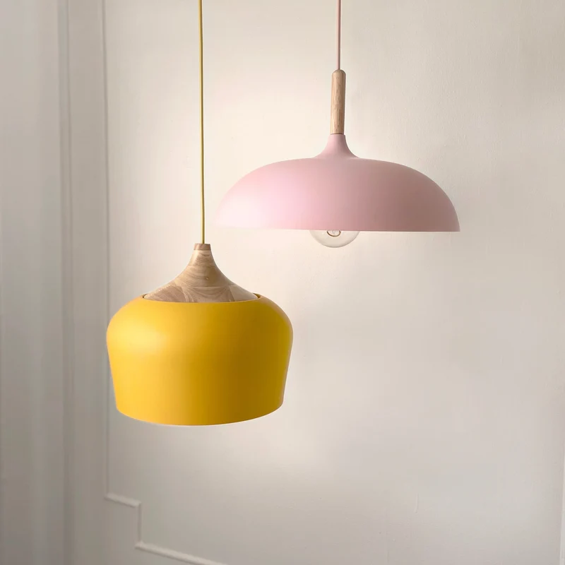 Soft Pastel Palette Pendant Lights In Metal And Wood Final Sale Euroselle