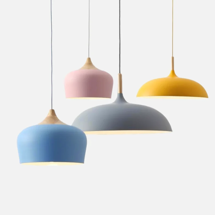 Soft Pastel Palette Pendant Lights In Metal And Wood Final Sale Euroselle
