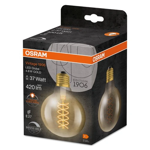 OSRAM Vintage 1906 LED-Lampe, Gold-Tönung, 4,8W, 420lm , Warmweiß , E27