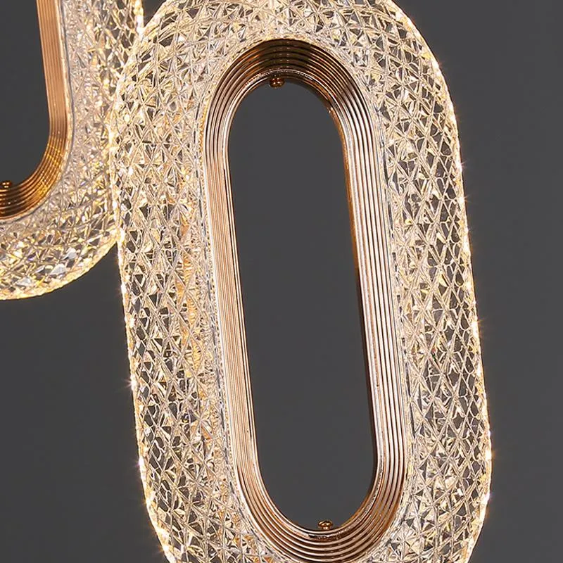 Euroselle Diamond Ring Gold Pendant Light Featuring Crystal-Inspired Modern Design