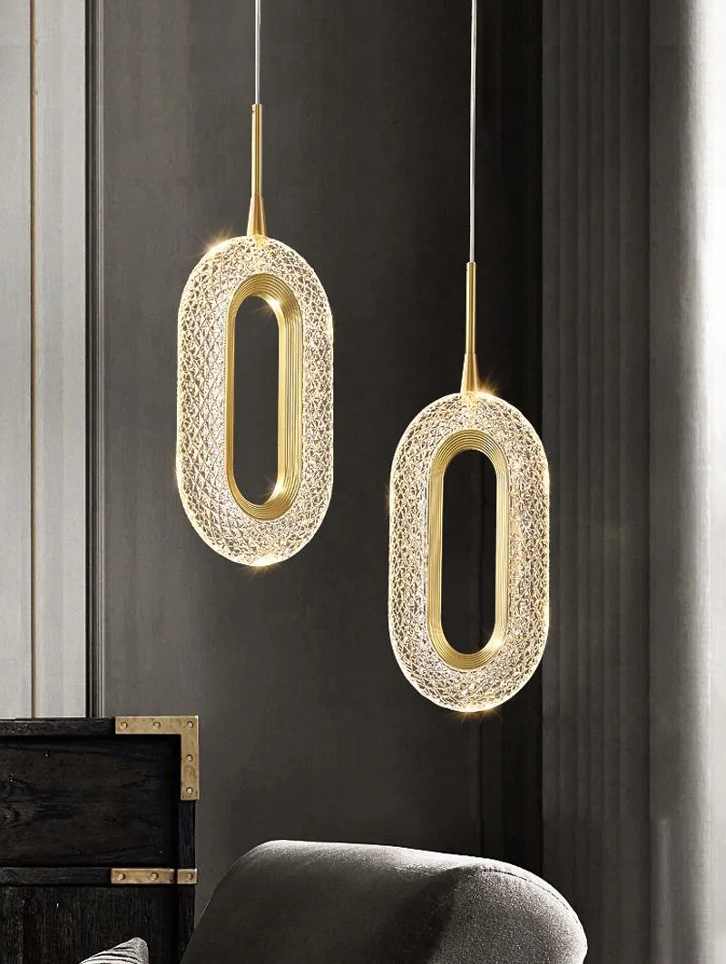 Euroselle Diamond Ring Gold Pendant Light Featuring Crystal-Inspired Modern Design