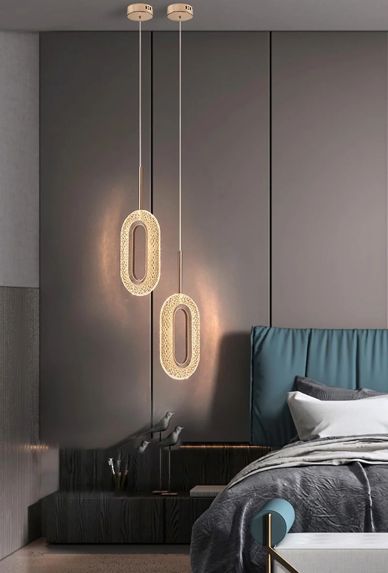 Euroselle Diamond Ring Gold Pendant Light Featuring Crystal-Inspired Modern Design