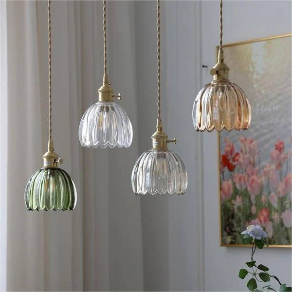 Japanese Retro Glass Flower Pendant Light Euroselle