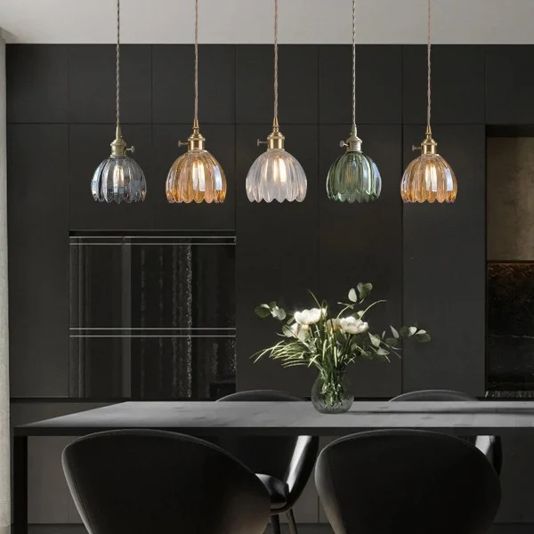 Japanese Retro Glass Flower Pendant Light Euroselle