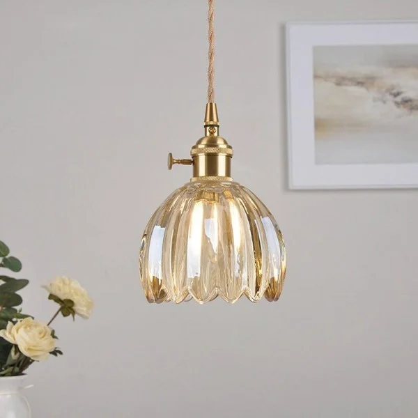 Japanese Retro Glass Flower Pendant Light Euroselle