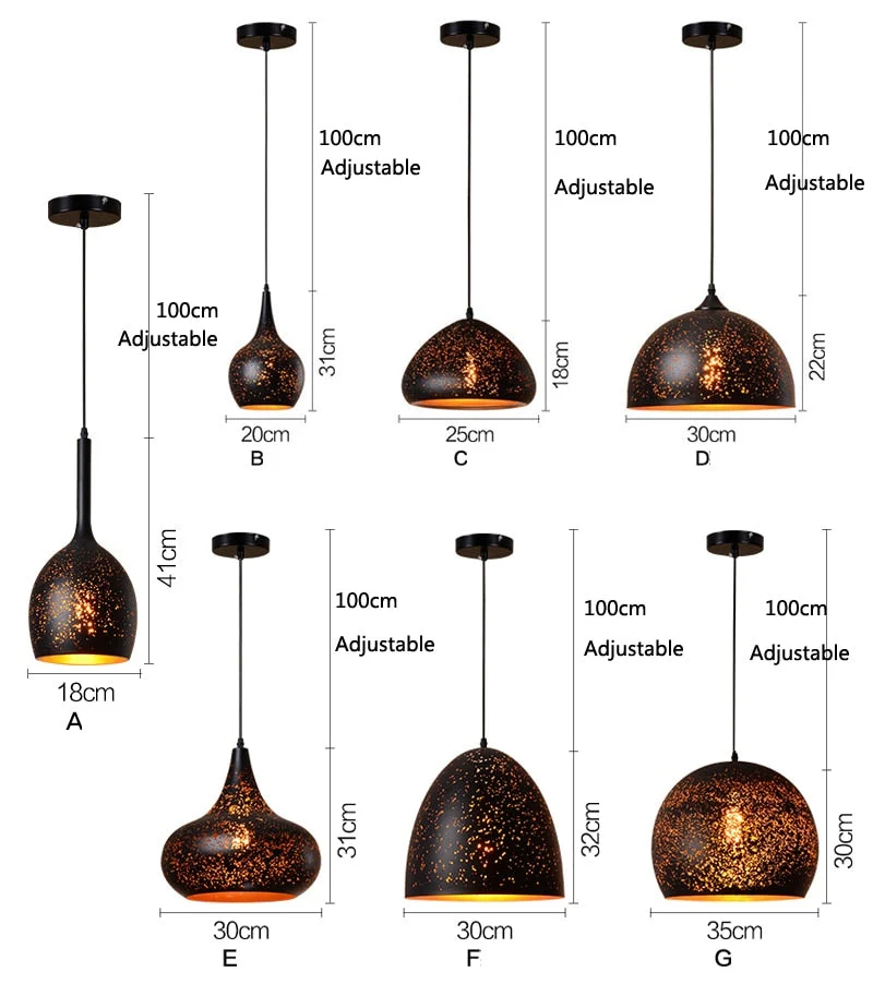 Euroselle Vintage Pendant Lamp Iron Loft Nordic Style E27