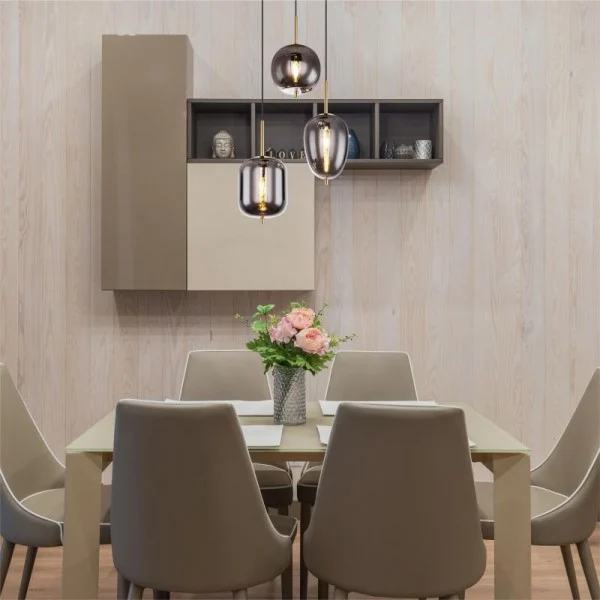 Blacky Pendant Light With Varied Glass Bowls By Euroselle