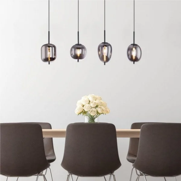 Blacky Pendant Light With Varied Glass Bowls By Euroselle