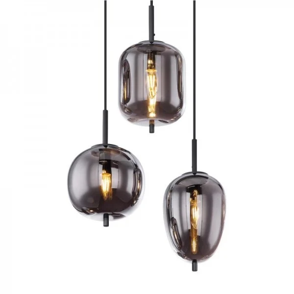 Blacky Pendant Light With Varied Glass Bowls By Euroselle