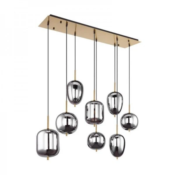 Blacky Pendant Light With Varied Glass Bowls By Euroselle